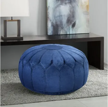 Kelsey Round Pouf Ottoman in Blue by Madison Park