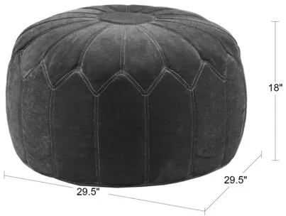 Kelsey Round Pouf Ottoman in Blue by Madison Park