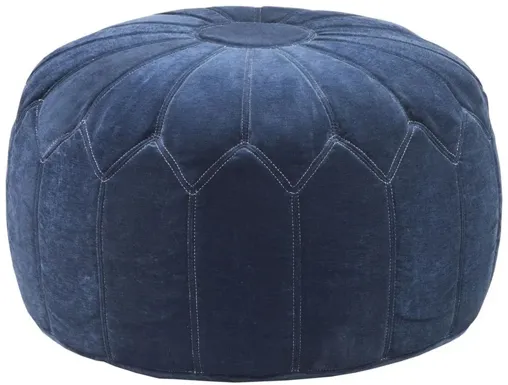 Kelsey Round Pouf Ottoman in Blue by Madison Park