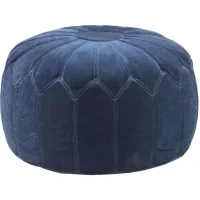 Kelsey Round Pouf Ottoman in Blue by Madison Park