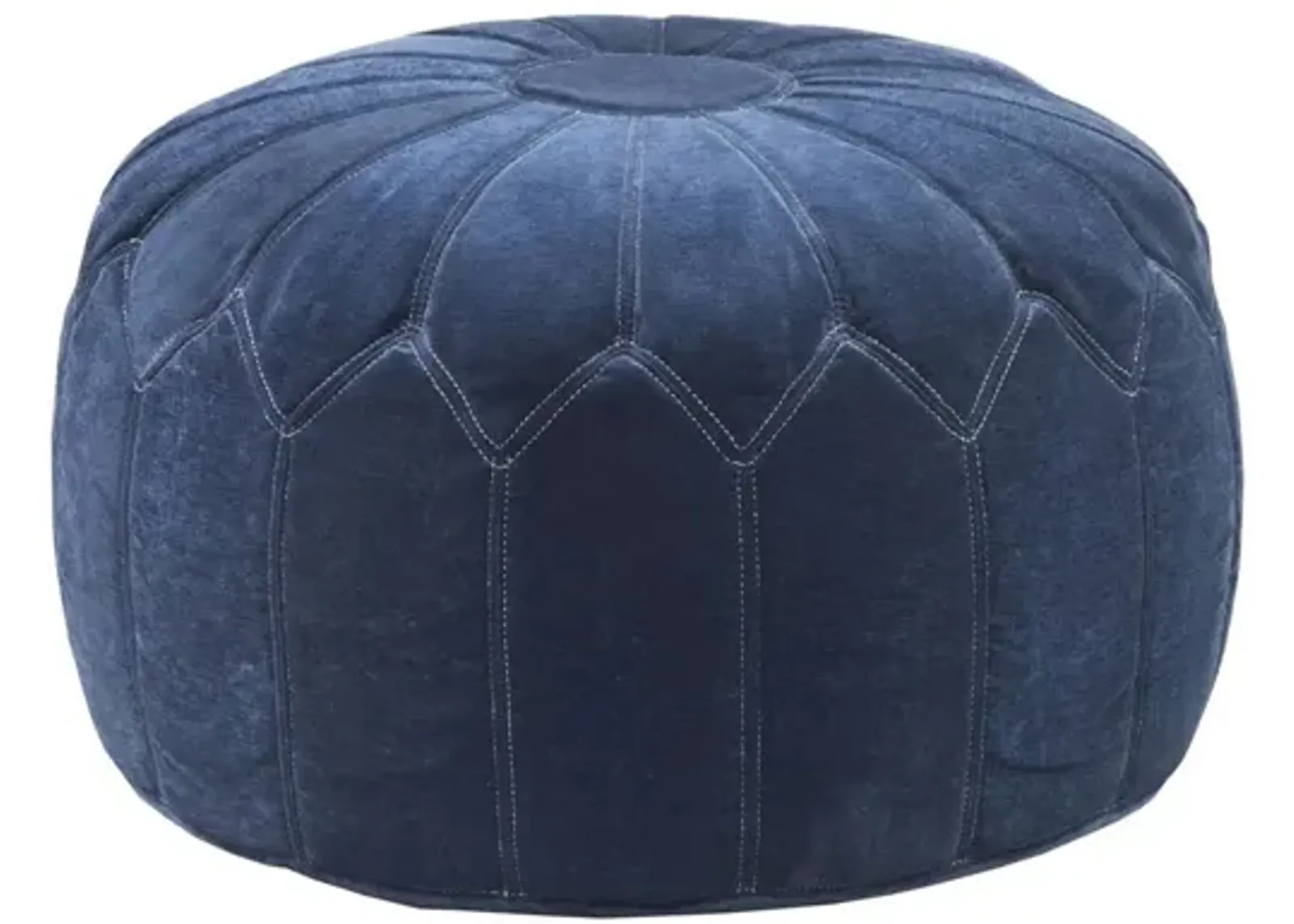 Kelsey Round Pouf Ottoman in Blue by Madison Park