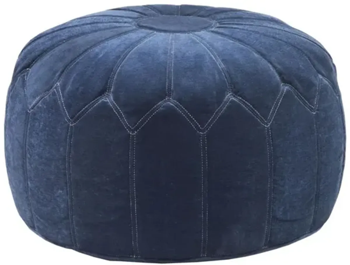 Kelsey Round Pouf Ottoman in Blue by Madison Park