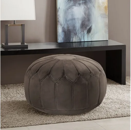 Kelsey Round Pouf Ottoman in Brown by Madison Park