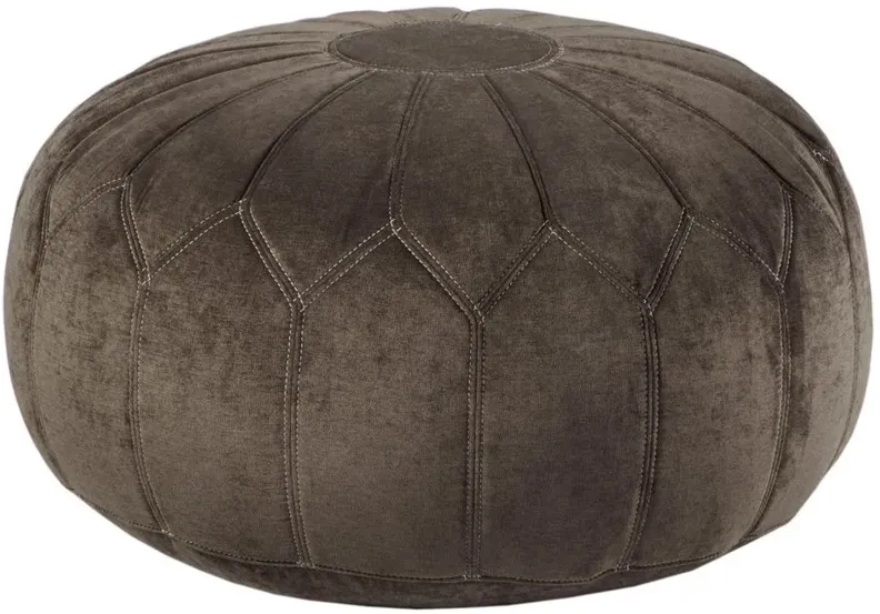 Kelsey Round Pouf Ottoman in Brown by Madison Park