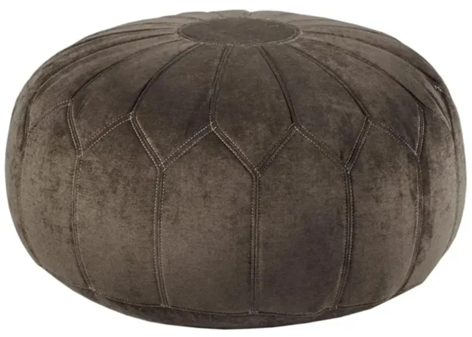 Kelsey Round Pouf Ottoman in Brown by Madison Park