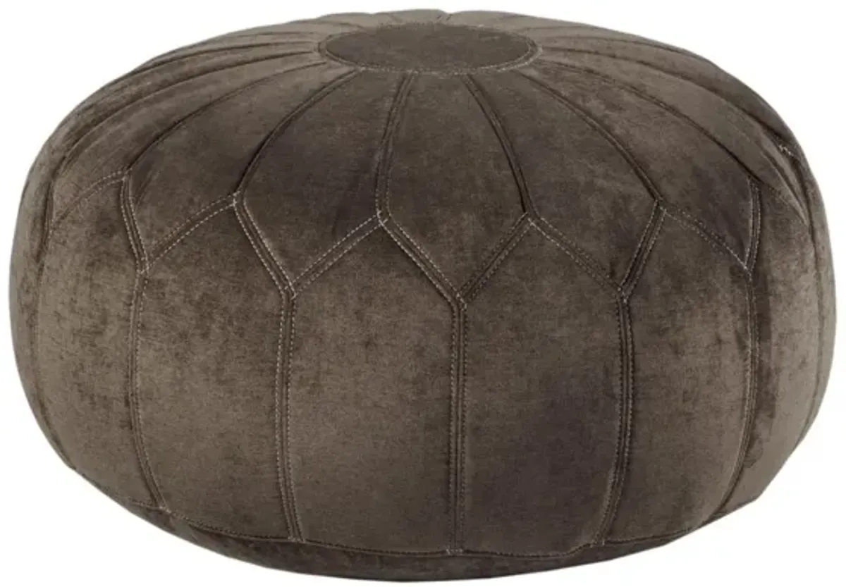 Kelsey Round Pouf Ottoman in Brown by Madison Park