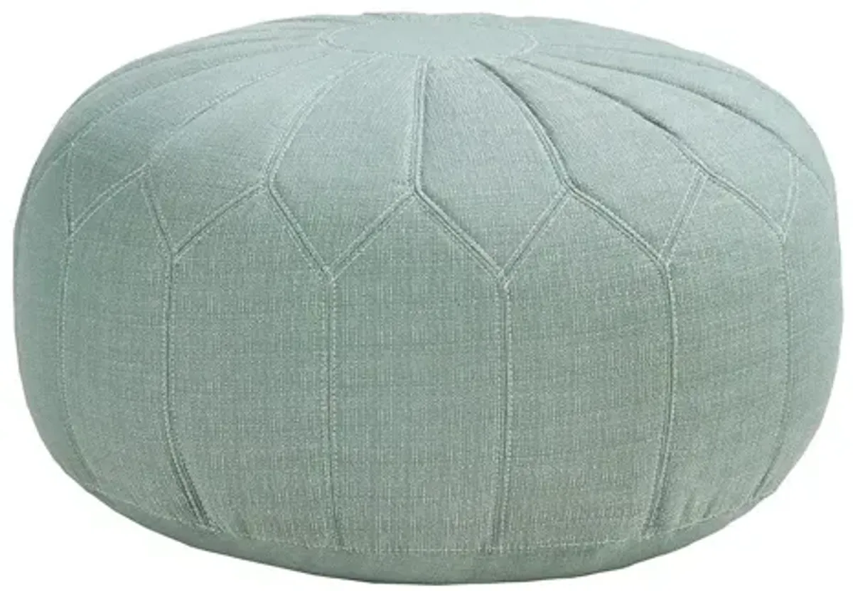 Kelsey Round Pouf Ottoman in Seafoam by Madison Park