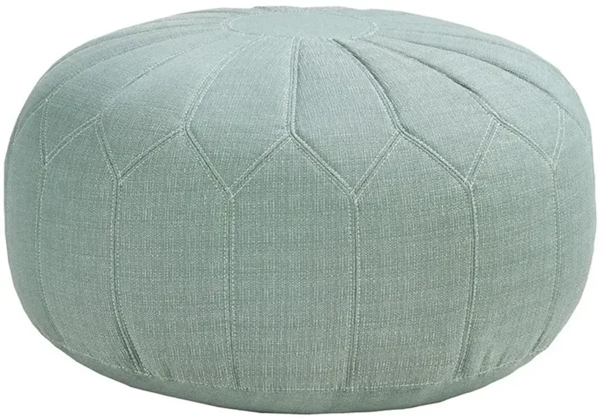 Kelsey Round Pouf Ottoman in Seafoam by Madison Park