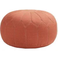 Kelsey Round Pouf Ottoman in Orange by Madison Park