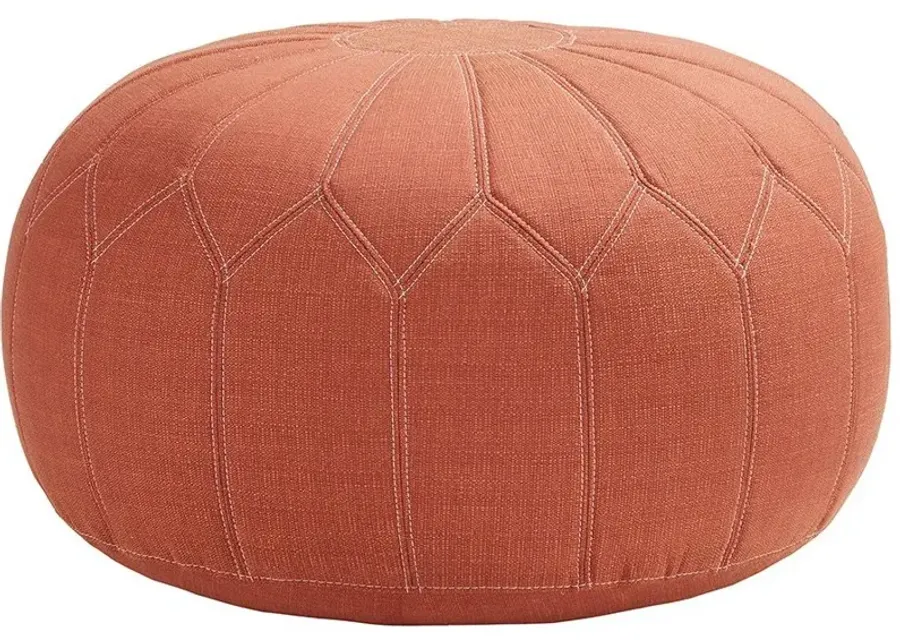 Kelsey Round Pouf Ottoman in Orange by Madison Park