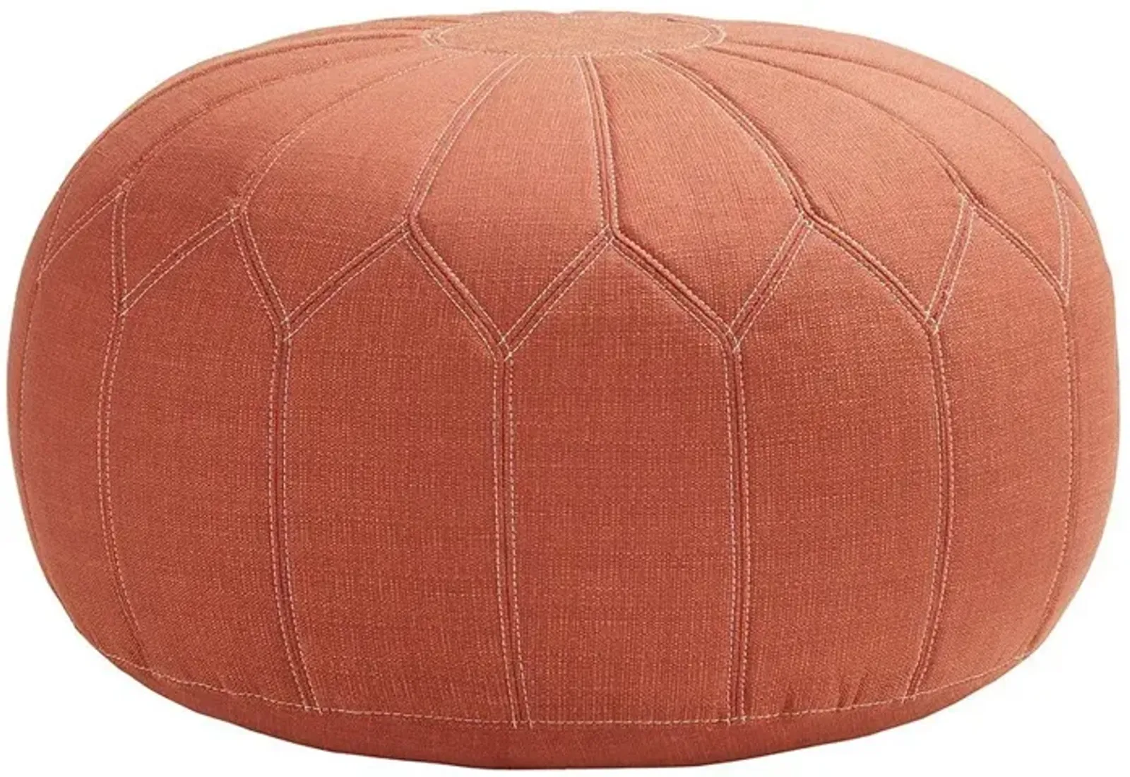 Kelsey Round Pouf Ottoman in Orange by Madison Park