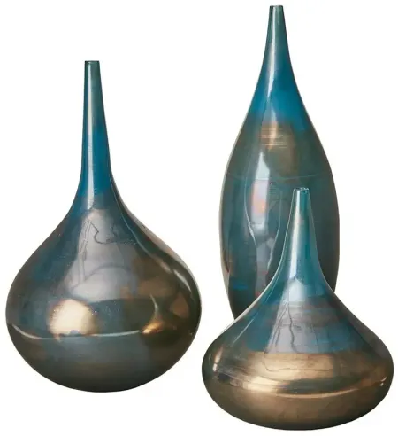 Aurora Handmade Rainbow Glass Vase- Set of 3 by Madison Park Signature