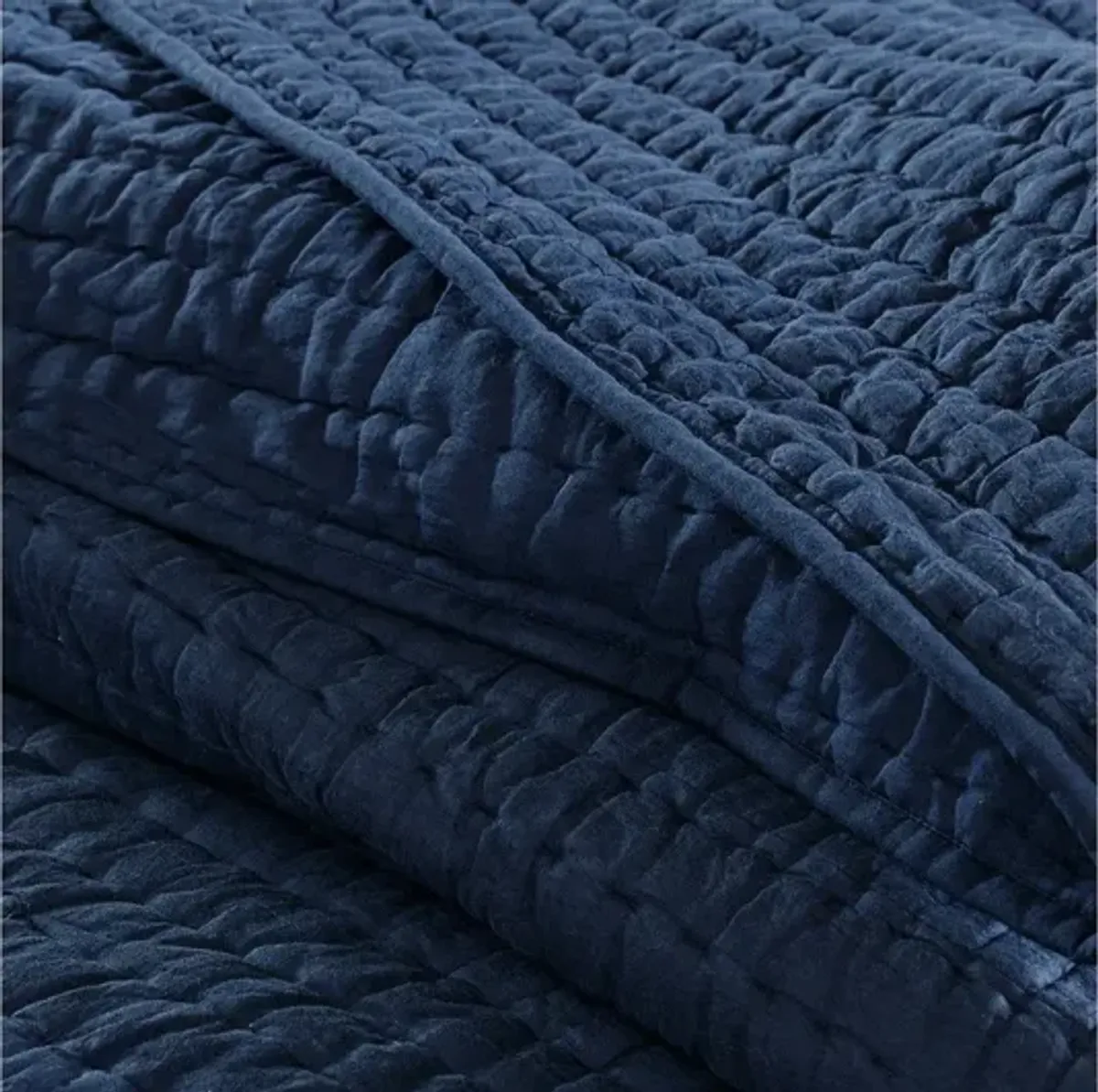 Serene Cotton Hand Quilted Blue Full/Queen Coverlet Set