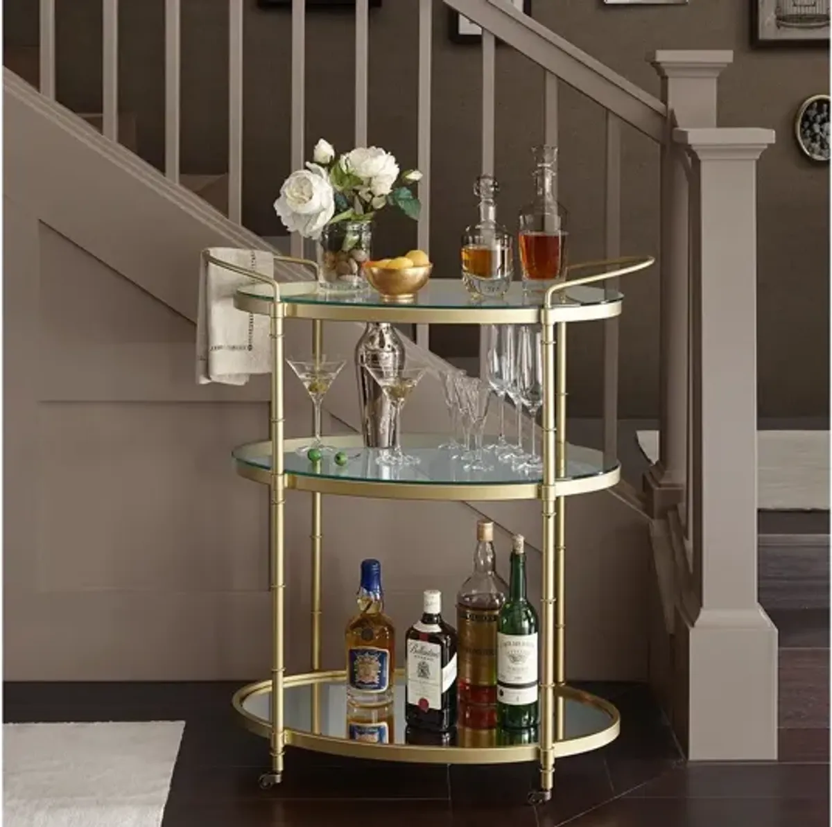 Lauren Bar Cart in Antique Gold by Madison Park Signature