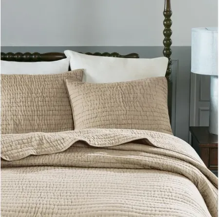 Serene Cotton Hand Quilted Linen King Coverlet Set