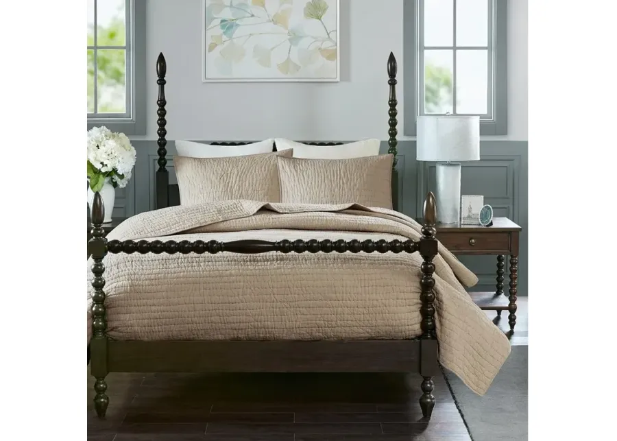 Serene Cotton Hand Quilted Linen King Coverlet Set