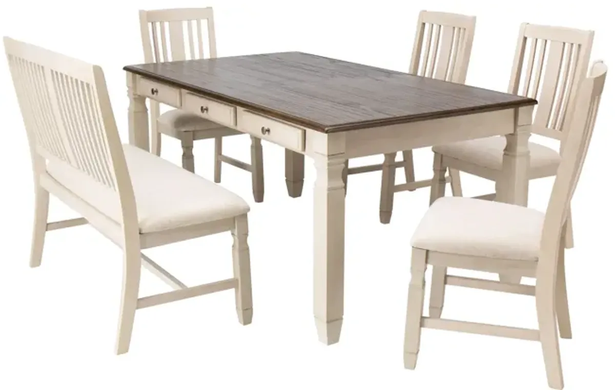 Venus Dining Table + 4 Side Chairs + Bench