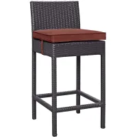 Convene Outdoor Patio Upholstered Fabric Bar Stool in Red