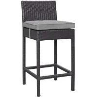 Convene Outdoor Patio Upholstered Fabric Bar Stool in Grey