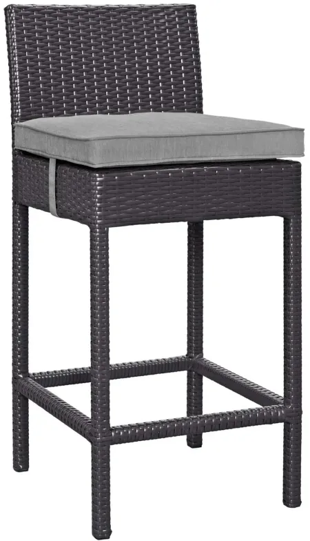 Convene Outdoor Patio Upholstered Fabric Bar Stool in Grey