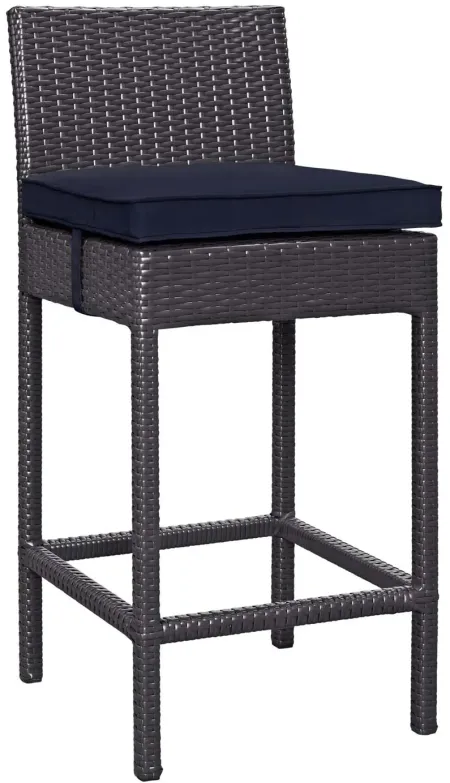 Convene Outdoor Patio Upholstered Fabric Bar Stool in Navy