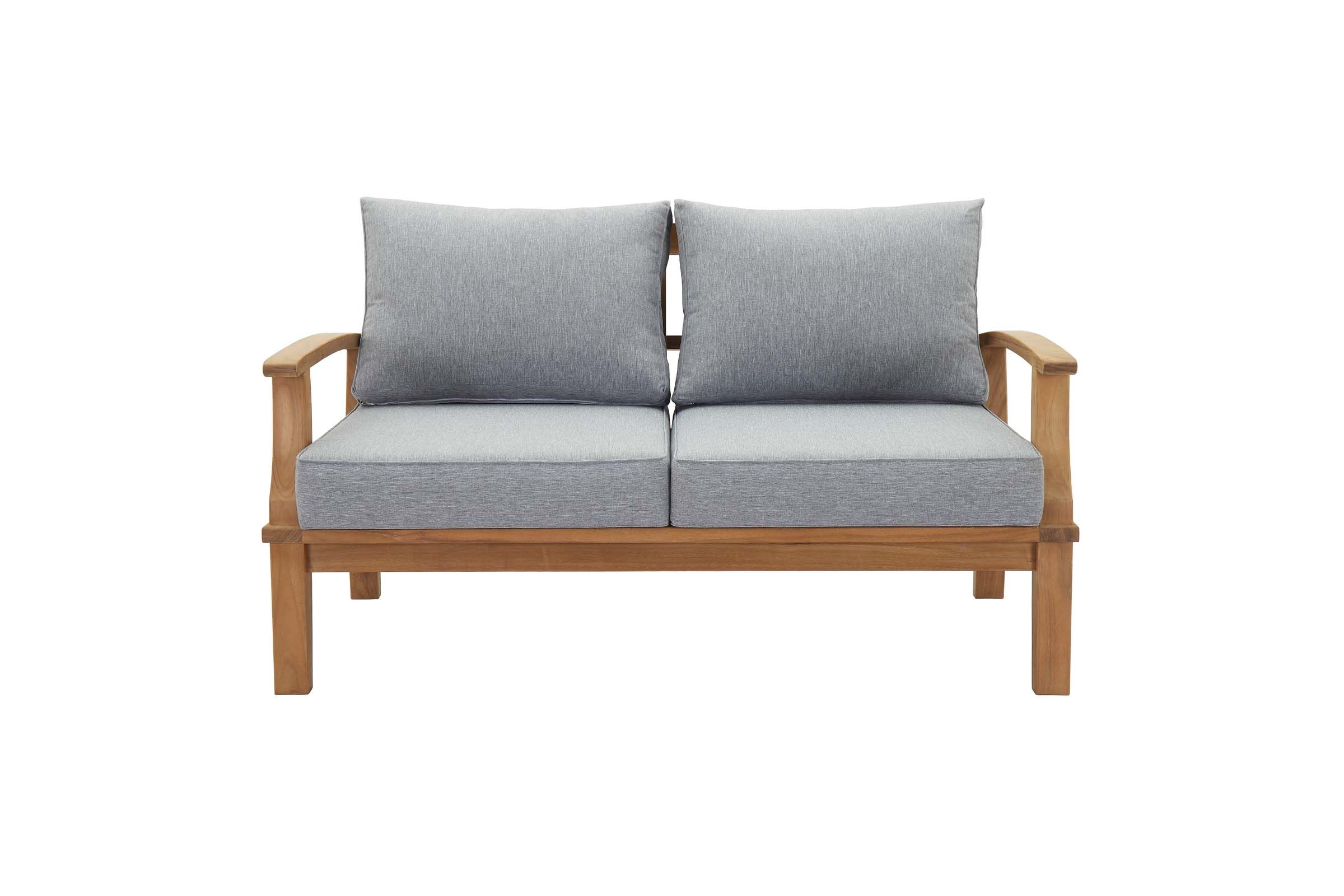 Marina Outdoor Patio Teak Loveseat in Natural Gray