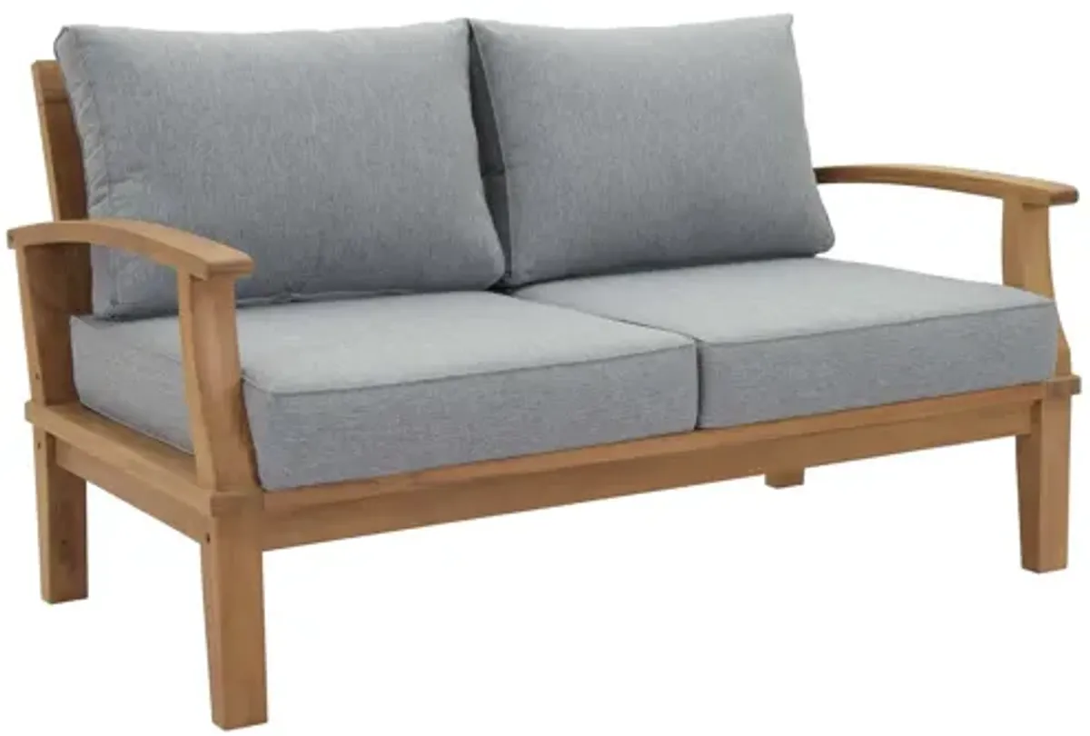 Marina Outdoor Patio Teak Loveseat  in Natural Gray