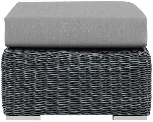 Summon Outdoor Patio Wicker Rattan Sunbrella Ottoman in Grey