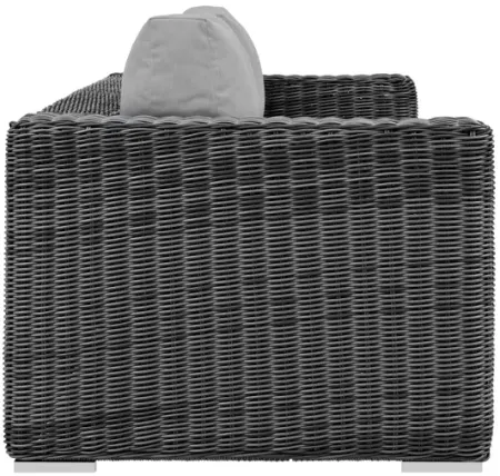 Summon Outdoor Patio Wicker Rattan Sunbrella Sofa in Grey