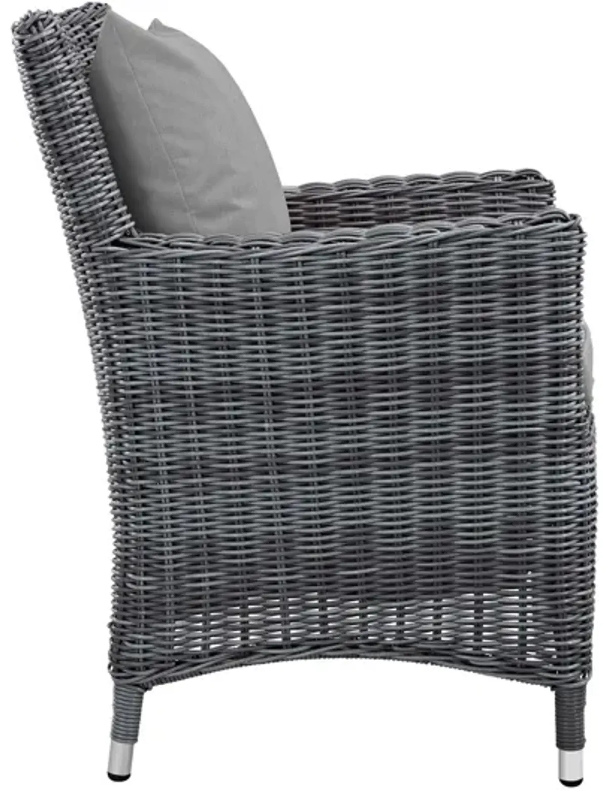 Summon Dining Outdoor Patio Wicker Rattan Sunbrella Armchair in Grey