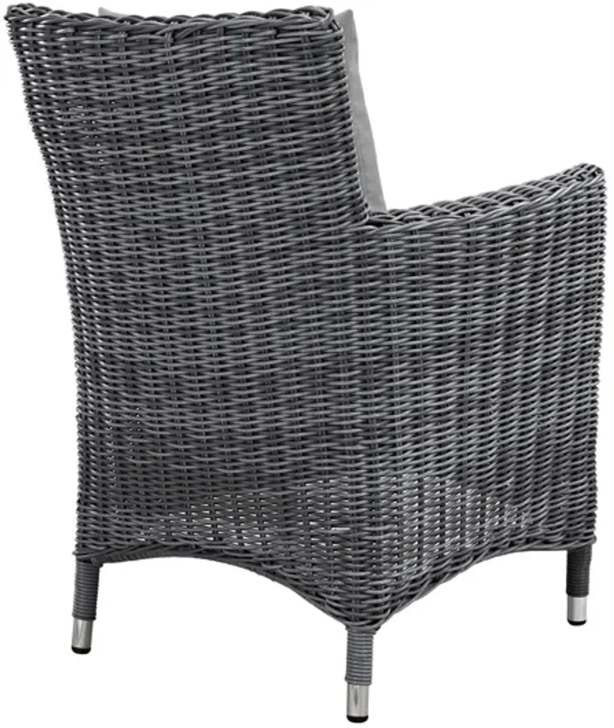 Summon Dining Outdoor Patio Wicker Rattan Sunbrella Armchair in Grey