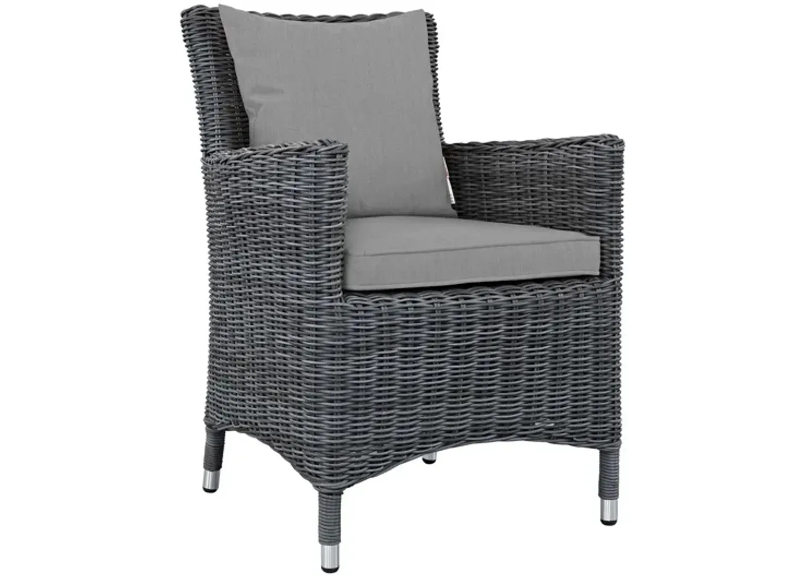 Summon Dining Outdoor Patio Wicker Rattan Sunbrella Armchair in Grey