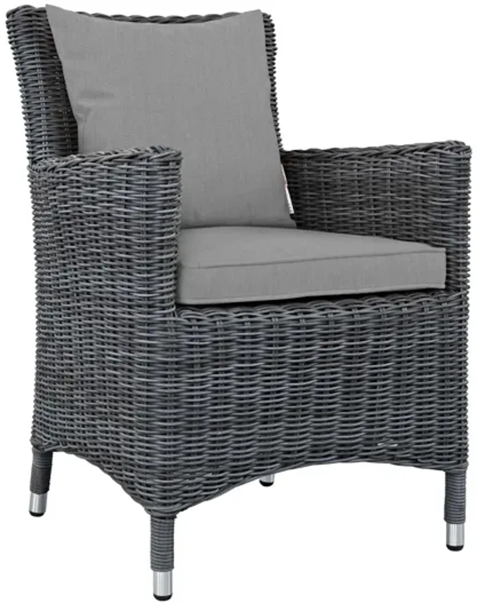 Summon Dining Outdoor Patio Wicker Rattan Sunbrella Armchair in Grey