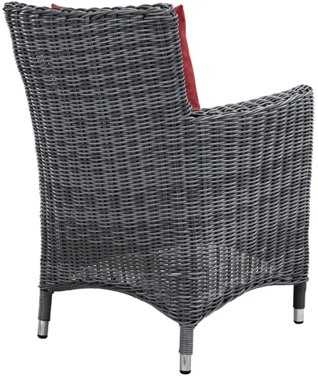 Summon Dining Outdoor Patio Wicker Rattan Sunbrella Armchair in Red