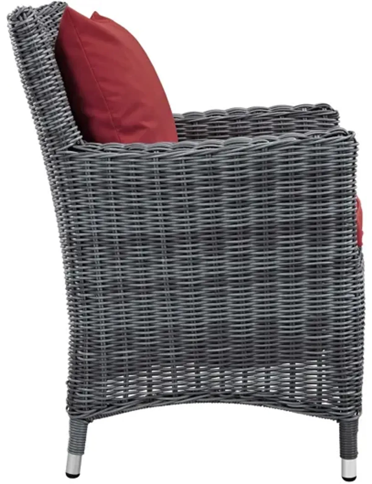 Summon Dining Outdoor Patio Wicker Rattan Sunbrella Armchair in Red