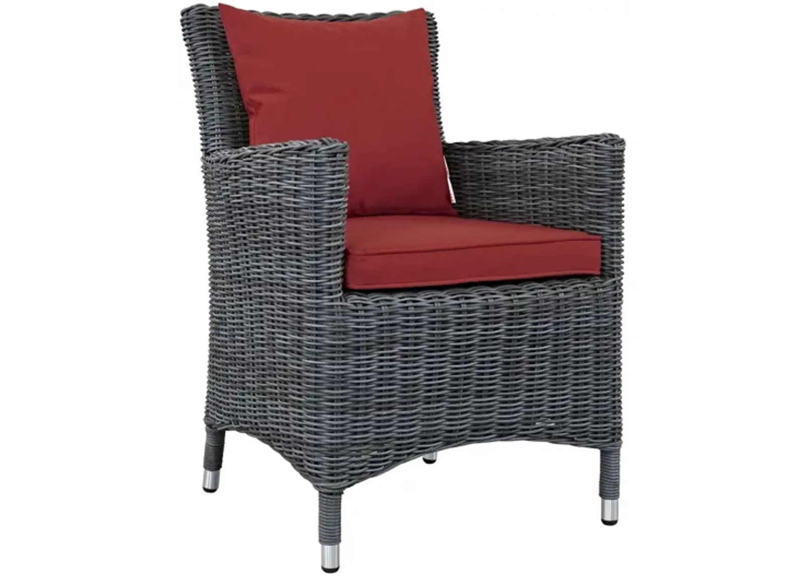 Summon Dining Outdoor Patio Wicker Rattan Sunbrella Armchair in Red