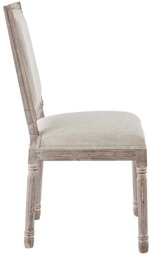 Court Vintage French Upholstered Fabric Dining Side Chair in Beige