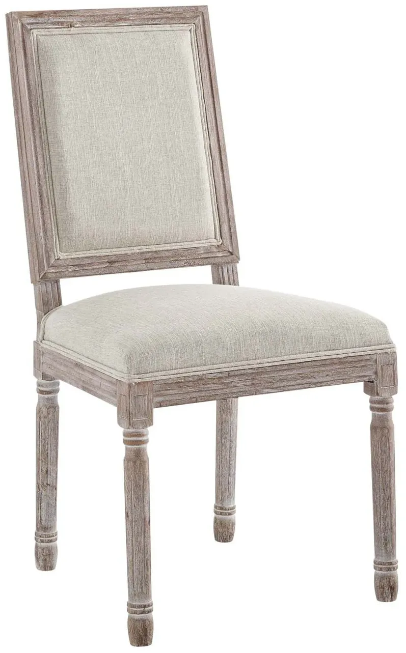 Court Vintage French Upholstered Fabric Dining Side Chair in Beige