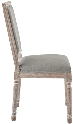 Court Vintage French Upholstered Fabric Dining Side Chair in Grey