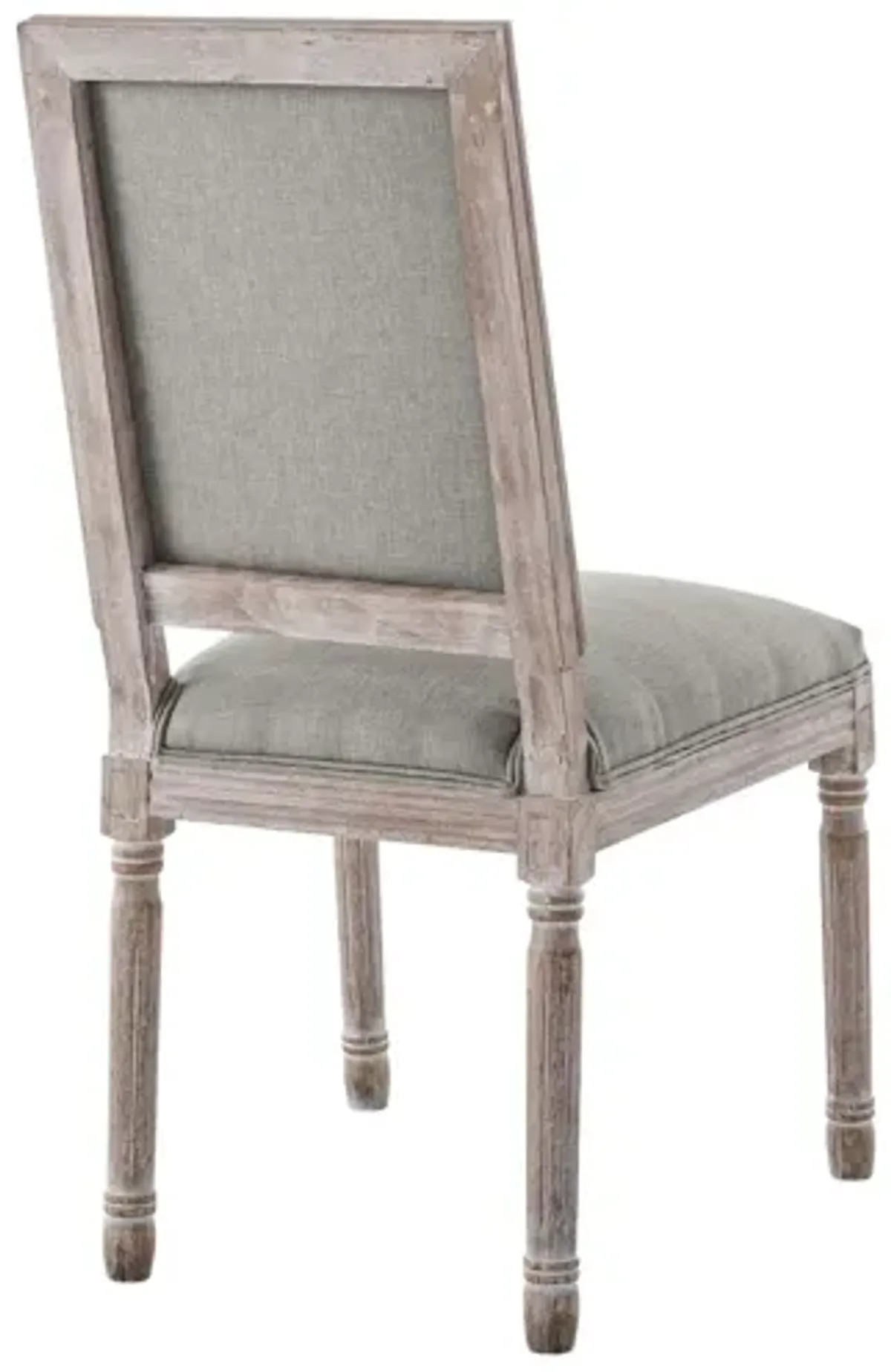 Court Vintage French Upholstered Fabric Dining Side Chair in Grey