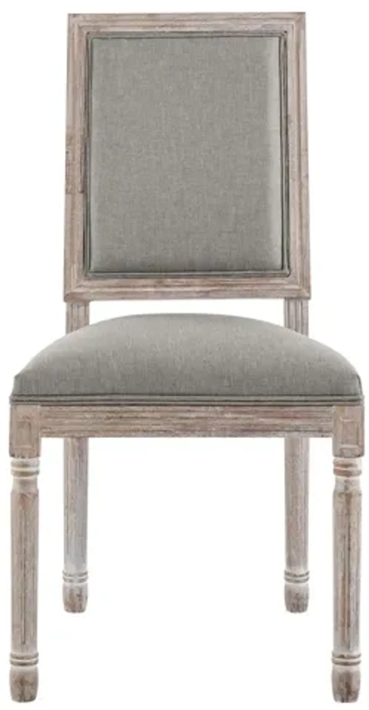 Court Vintage French Upholstered Fabric Dining Side Chair in Grey