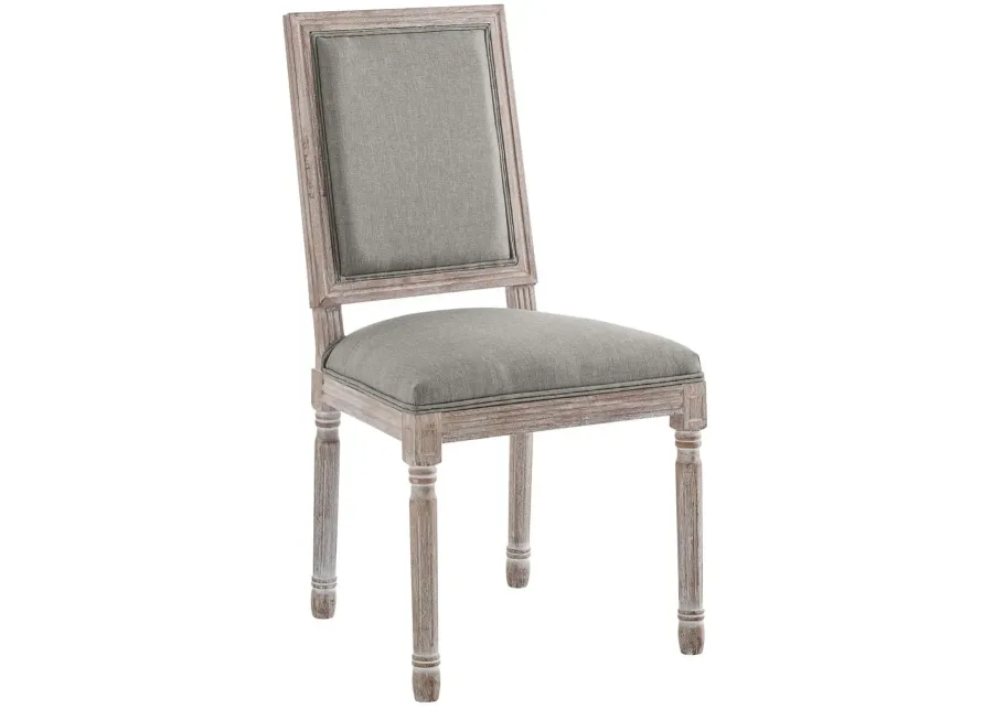 Court Vintage French Upholstered Fabric Dining Side Chair in Grey