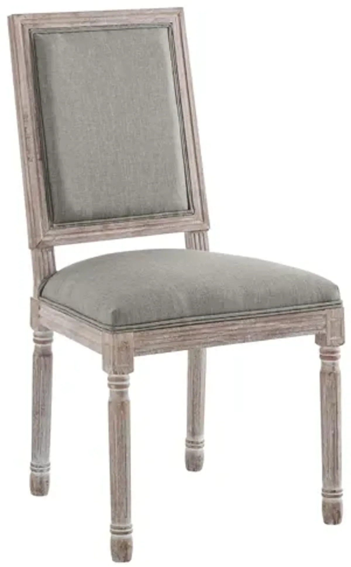 Court Vintage French Upholstered Fabric Dining Side Chair in Grey