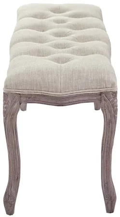 Regal Vintage French Upholstered Fabric Bench in Beige