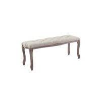 Regal Vintage French Upholstered Fabric Bench in Beige