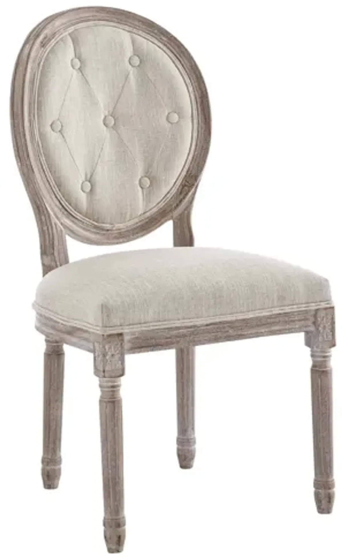 Arise Vintage French Upholstered Fabric Dining Side Chair in Beige