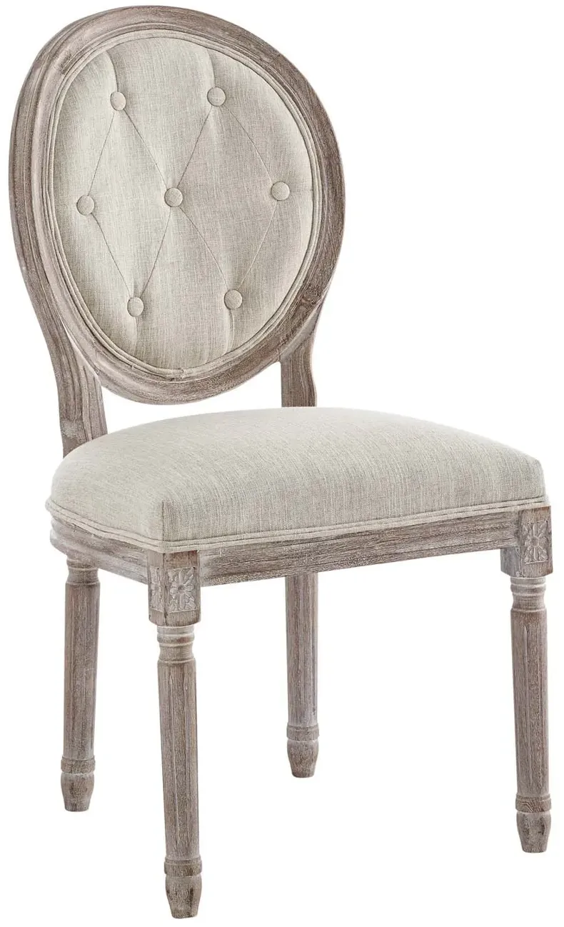 Arise Vintage French Upholstered Fabric Dining Side Chair in Beige