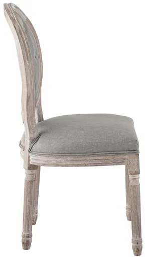 Arise Vintage French Upholstered Fabric Dining Side Chair in Light Grey