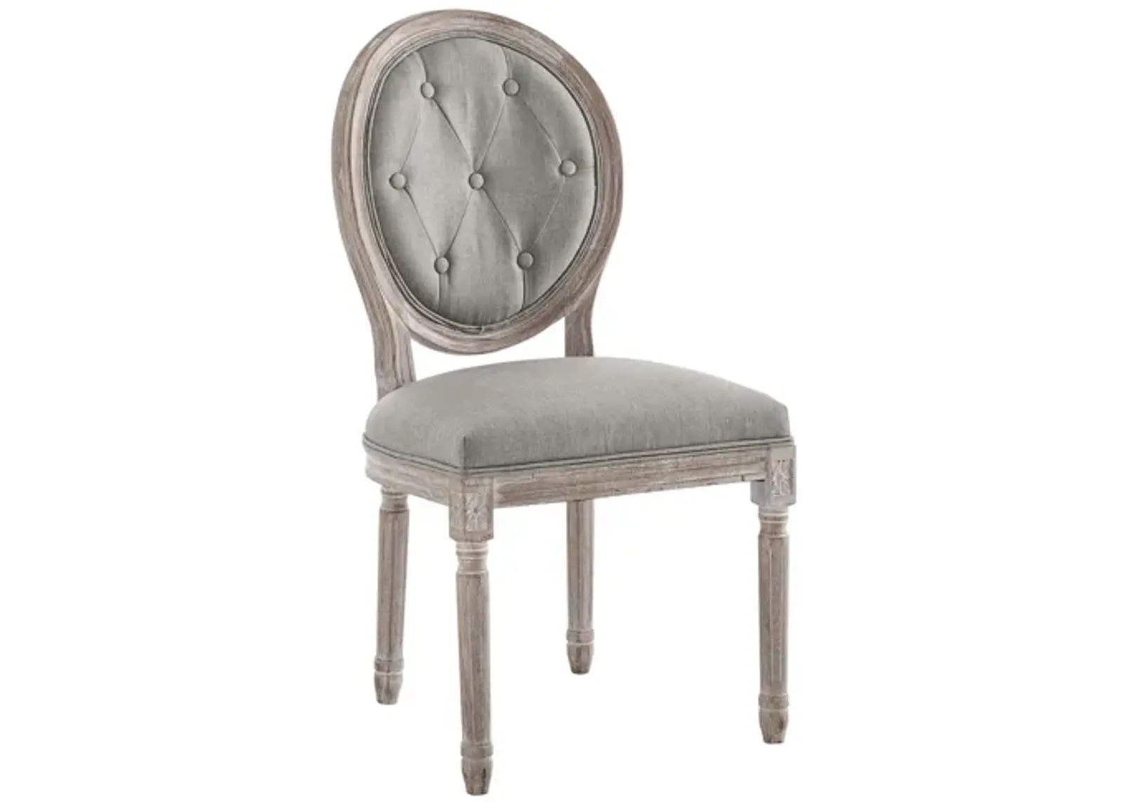 Arise Vintage French Upholstered Fabric Dining Side Chair in Light Grey