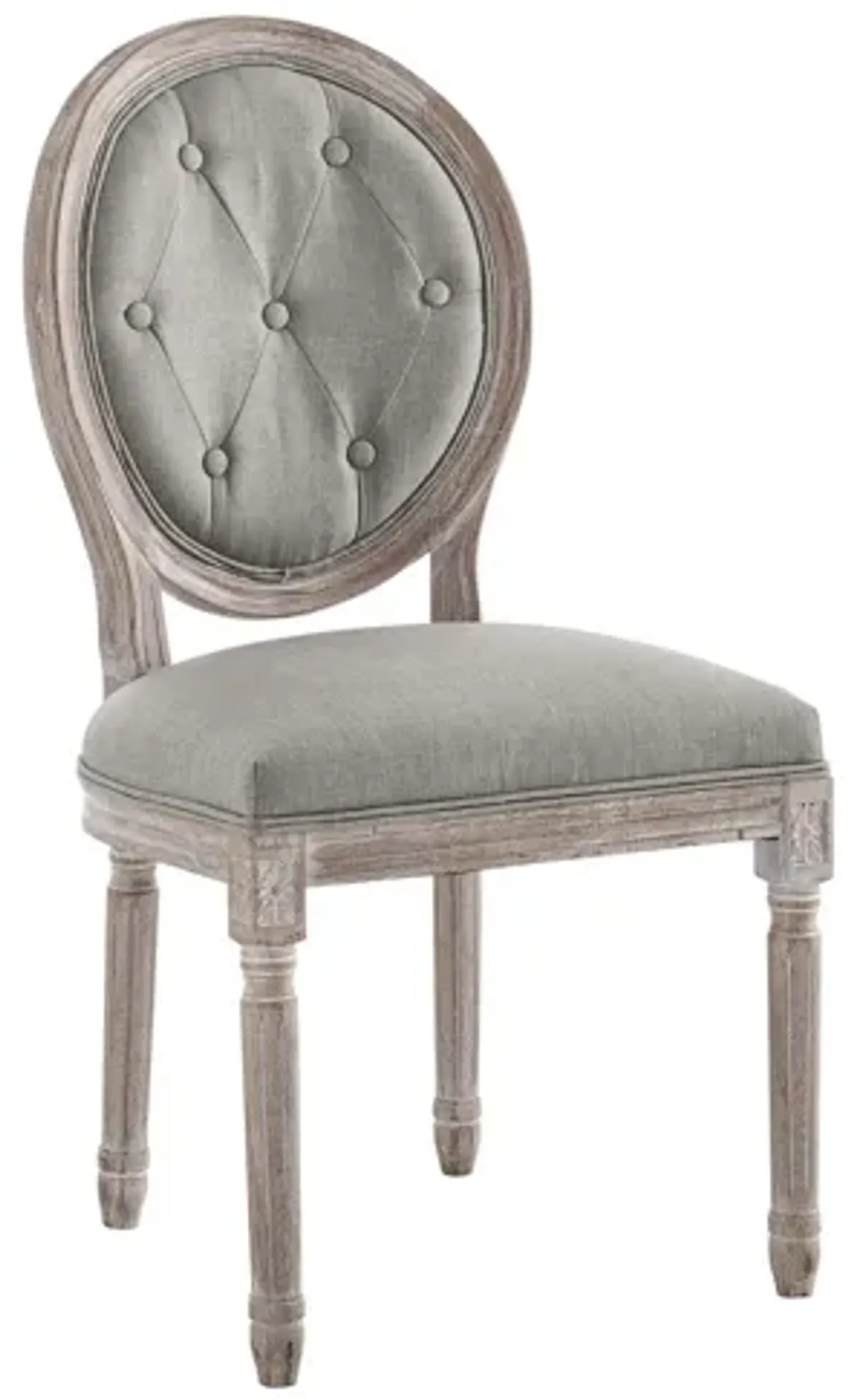 Arise Vintage French Upholstered Fabric Dining Side Chair in Light Grey